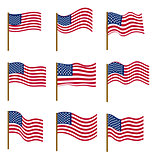 Set of flags of United States of America isolated on white background. Independence Day, July 4, concept. Vector illustration.