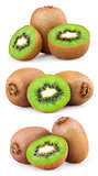 Set of ripe kiwi fruits isolated on white