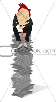 Man and documents isolated