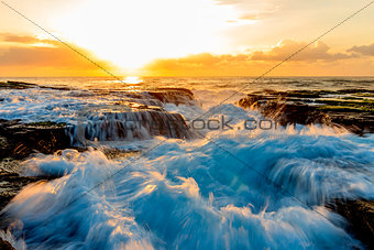 Crashing waves at Narrabeen at sunrise
