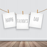 Happy Father's day background with hanging pictures 