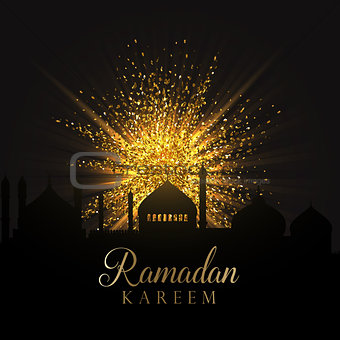 Ramadan background with gold glitter