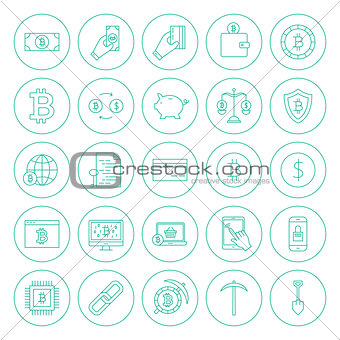Line Cryptocurrency Circle Icons