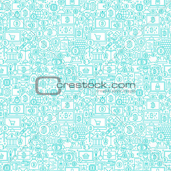 Line Cryptocurrency White Seamless Pattern