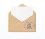 Open envelope and white paper