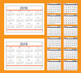 Business calendar for wall or desk year 2018 2019