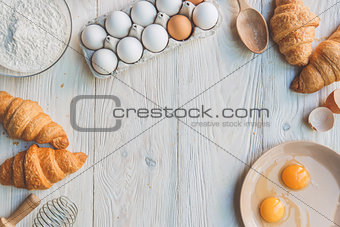 Cooking baking ingredients isolated on table