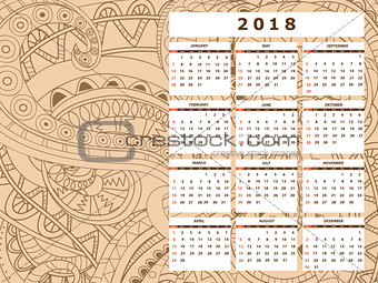 light beige tangle zen pattern calendar year 2018