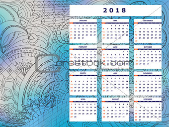blue-gray tangle zen pattern calendar year 2018