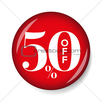Fifty percent off button red