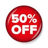 Fifty percent off button red
