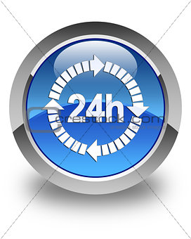 24 hours delivery icon glossy blue round button