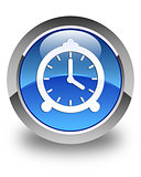 Alarm clock icon glossy blue round button