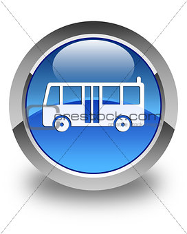 Bus icon glossy blue round button