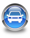 Car icon glossy blue round button