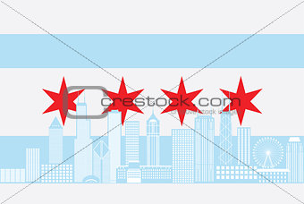 Chicago City Skyline Flag Color Illustration