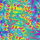 Seamless abstract colorful design pattern with flowers and shape