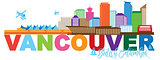 Vancouver BC Canada Skyline Text Color Illustration
