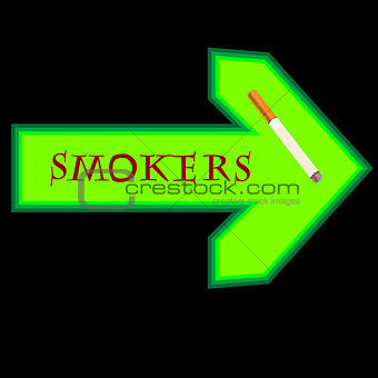 Right sign arrow for smokers
