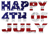 Happy 4th of July Flag Text Outline Txture Illustration