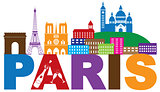 Paris Skyline Text Champagne Color Illustration