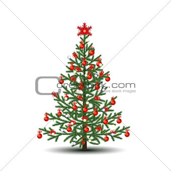 christmas tree with ornaments and garland