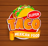 Taco label, logo, sticker.