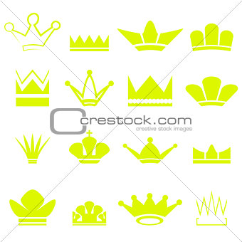 Set of Gold Crowns Silhouettes