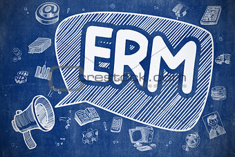 ERM - Doodle Illustration on Blue Chalkboard.