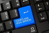 Keyboard with Blue Key - Courts And Legal Services. 3D.