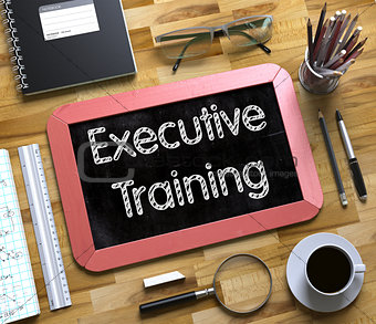 Executive Training - Text on Small Chalkboard. 3D.