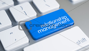 Relationship Management - Text on the Blue Keyboard Key. 3D.