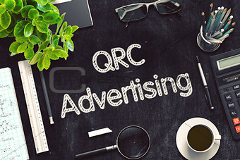 Black Chalkboard with QRC Advertising. 3D Rendering.