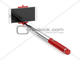 Selfie stick with mobile phone 