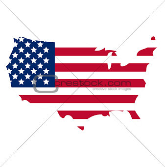 Map of America icon, flat style. Isolated on white background. Vector illustration.