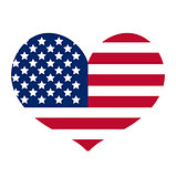 Heart with the flag of america icon, flat style. Isolated on white background. Vector illustration.