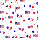 Independence Day of America seamless pattern. July 4th an endless background. USA national holiday repeating texture with traditional symbols. Vector illustration.