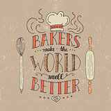 Trendy handwritten illustration for t-shirt design, notebook cover, poster for bakery shop and cafe.