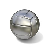 Silver volleyball ball isolated on white background. 3D
