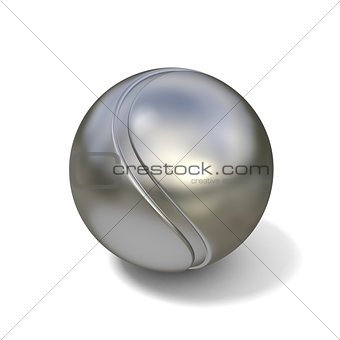 Silver tennis ball isolated on white background. 3D