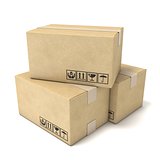 Stack of cardboard boxes. Global packages delivery concept, 3D