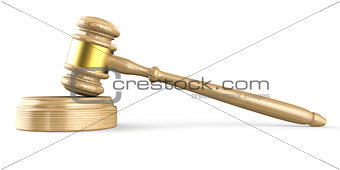 Wooden gavel. Side view. 3D