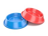 Blue and red pet bowl for food. 3D