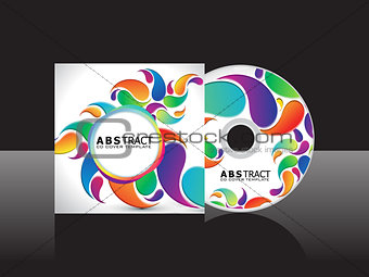 abstract artistic rainbow floral cd cover template