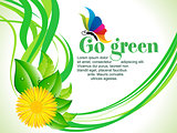 abstract artistic go green wave background