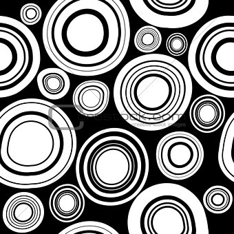 Black and white circles background