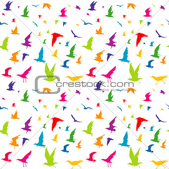 Colorful birds seamless pattern