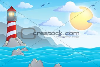Seascape with lighthouse theme 1