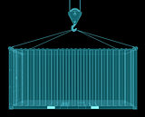 Shipping container with hook. X-ray image