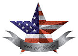 4th of July Banner and Star with USA Flag Texture Illustration
